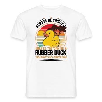 Canard en caoutchouc Canard grinçant Canard de bain - T-shirt homme - blanc - Devant - AI Model Male 178 dark (178cm)