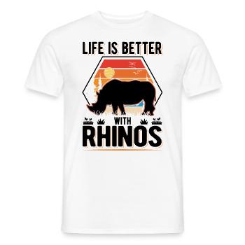 Life is better with Rhinos Nashorn - Männer T-Shirt - Weiß - Vorne - AI Model Male 178 dark (178cm)