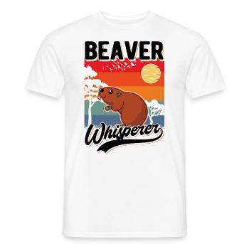 Biber Flüsterer Beaver Whisperer - Men's T-Shirt - white - Front - AI Model Male 178 dark (178cm)