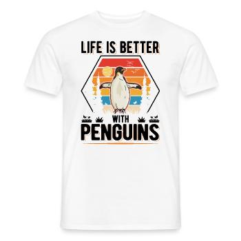 Life is better with Penguins Penguin - Men's T-Shirt - white - Front - AI Model Male 178 dark (178cm)