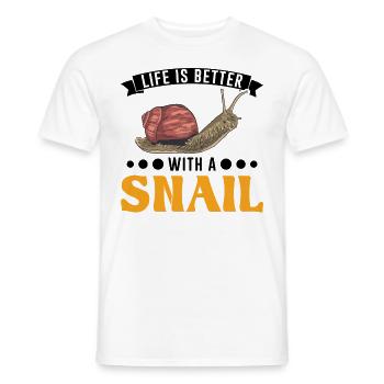 Life is better with a Snail Schnecke - Men's T-Shirt - white - Front - AI Model Male 178 dark (178cm)