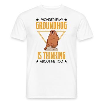 Marmot Gift Groundhog Day Marmot - Men's T-Shirt - white - Front - AI Model Male 178 dark (178cm)