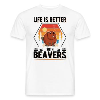 Life is better with Beavers Biber - Männer T-Shirt - Weiß - Vorne - AI Model Male 178 dark (178cm)