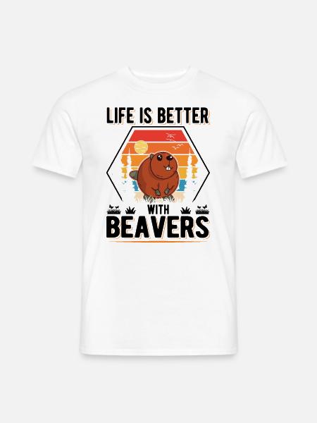 Livet er bedre med Beavers Biber - Mænd T-shirt - hvid