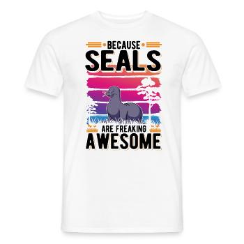 Because Seal are freaking awesome Robbe - Men's T-Shirt - white - Front - AI Model Male 178 dark (178cm)