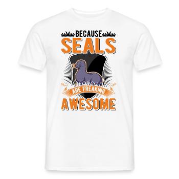 Because Seal are freaking awesome Robbe - Men's T-Shirt - white - Front - AI Model Male 178 dark (178cm)