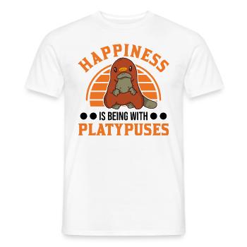 Happiness is being with Platypuses Schnabeltier - Men's T-Shirt - white - Front - AI Model Male 178 dark (178cm)