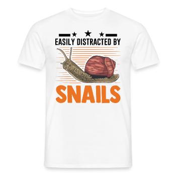 Easily distracted by Snails Snail - Men's T-Shirt - white - Front - AI Model Male 178 dark (178cm)