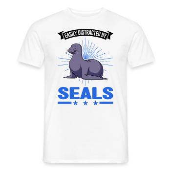 Facilement distrait par seals Sea Lion Seal - T-shirt homme - blanc - Devant - AI Model Male 178 dark (178cm)