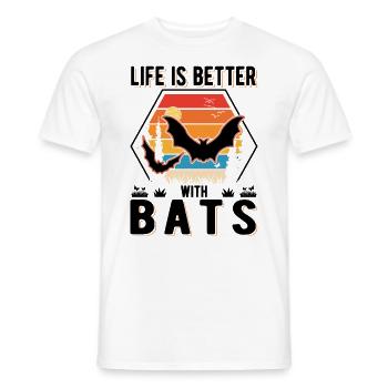 Life is better with Bats Bat - Men's T-Shirt - white - Front - AI Model Male 178 dark (178cm)