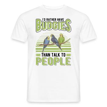 Budgerigar Gift Welli Parakeet - Men's T-Shirt - white - Front - AI Model Male 178 dark (178cm)