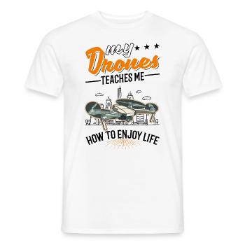 Mes drones m’apprennent à profiter de la vie drone - T-shirt homme - blanc - Devant - AI Model Male 178 dark (178cm)