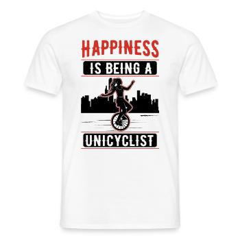 Happiness is being a Unicyclist Unicycle Gift - Men's T-Shirt - white - Front - AI Model Male 178 dark (178cm)