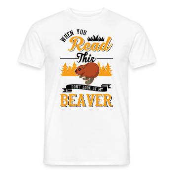 Quand vous lisez ceci Ne regardez pas mon castor - T-shirt homme - blanc - Devant - AI Model Male 178 dark (178cm)