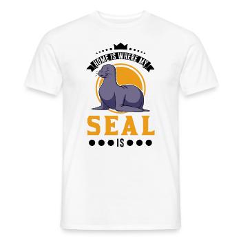 Home is where my Seal is Robbe - Men's T-Shirt - white - Front - AI Model Male 178 dark (178cm)