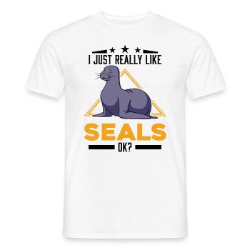 J’aime vraiment les phoques ok Sea Lion Seal - T-shirt homme - blanc - Devant - AI Model Male 178 dark (178cm)