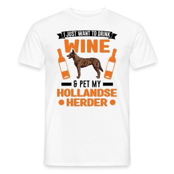 Hollandse Herder and Wine - Men's T-Shirt - white - Front - AI Model Male 178 dark (178cm)