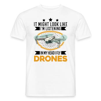 Drone Pilote Cadeau Drone Quadcopter - T-shirt homme - blanc - Devant - AI Model Male 178 dark (178cm)