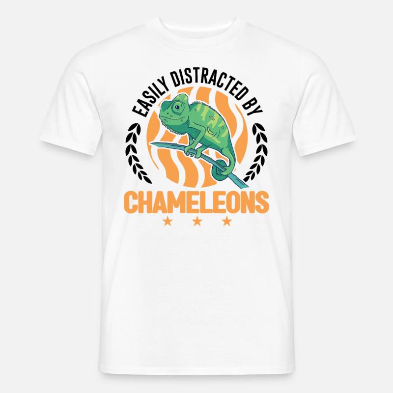 Easily distracted by Chameleons Chamäleon - Männer T-Shirt - Weiß