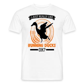 J’aime beaucoup Running Ducks, ok Laufente - T-shirt homme - blanc - Devant - AI Model Male 178 dark (178cm)
