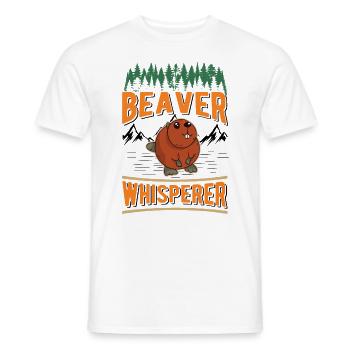 Biber Flüsterer Beaver Whisperer - Men's T-Shirt - white - Front - AI Model Male 178 dark (178cm)