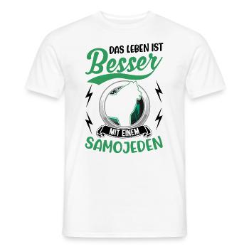 Das Leben ist besser mit einem Samojeden - Männer T-Shirt - Weiß - Vorne - AI Model Male 178 dark (178cm)
