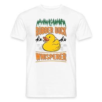 Canard en caoutchouc Whisperer Canard grinçant Canard baignant Canard - T-shirt homme - blanc - Devant - AI Model Male 178 dark (178cm)