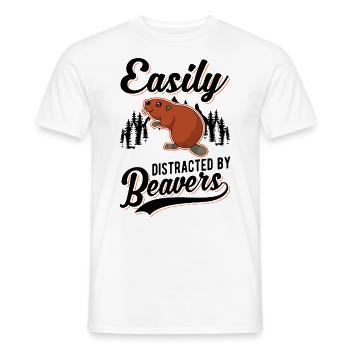 Easily distracted by Beavers Beaver - Men's T-Shirt - white - Front - AI Model Male 178 dark (178cm)