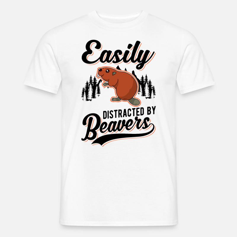 Easily distracted by Beavers Beaver - Men’s T-shirt - white