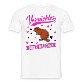 Verrücktes Biber Mädchen - Männer T-Shirt - Weiß - Vorne - AI Model Male 178 dark (178cm)