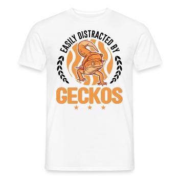 Easily distracted by Geckos Leopardgecko - Männer T-Shirt - Weiß - Vorne - AI Model Male 178 dark (178cm)