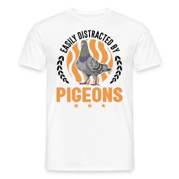 Easily distracted by Pigeons Pigeon Pigeon Fancier - Men's T-Shirt - white - Front - AI Model Male 178 dark (178cm)