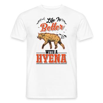Life is better with a Hyena Earth Wolf Hyena - Men's T-Shirt - white - Front - AI Model Male 178 dark (178cm)