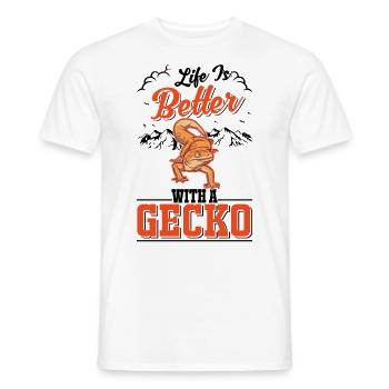 Life is better with a Gecko Leopardgecko - Männer T-Shirt - Weiß - Vorne - AI Model Male 178 dark (178cm)