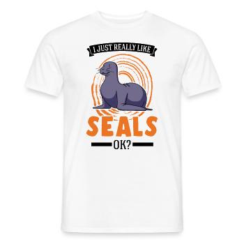 J’aime vraiment les seals seal - T-shirt homme - blanc - Devant - AI Model Male 178 dark (178cm)