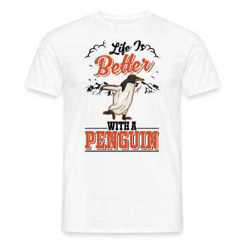 Life is better with a Penguin Pinguin - Männer T-Shirt - Weiß - Vorne - AI Model Male 178 dark (178cm)