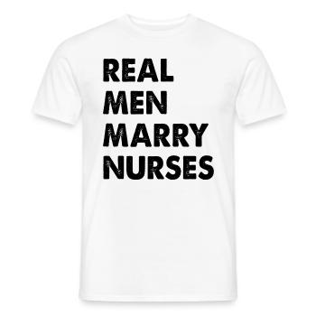 De vrais hommes épousent des infirmières infirmières Mari - T-shirt homme - blanc - Devant - AI Model Male 178 dark (178cm)