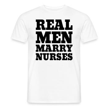 De vrais hommes épousent des infirmières infirmières Mari - T-shirt homme - blanc - Devant - AI Model Male 178 dark (178cm)