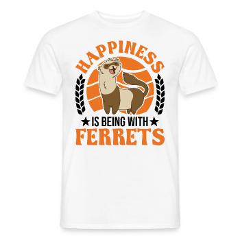 Le bonheur, c’est d’être avec Ferrets Frettchen - T-shirt homme - blanc - Devant - AI Model Male 178 dark (178cm)
