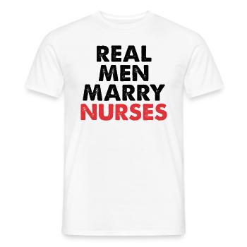 De vrais hommes épousent des infirmières infirmières Mari - T-shirt homme - blanc - Devant - AI Model Male 178 dark (178cm)