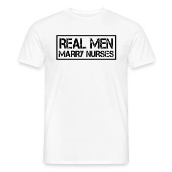 De vrais hommes épousent des infirmières infirmières Mari - T-shirt homme - blanc - Devant - AI Model Male 178 dark (178cm)