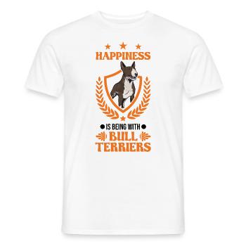 Happiness is being with Bull Terriers Bull Terrier - Men's T-Shirt - white - Front - AI Model Male 178 dark (178cm)