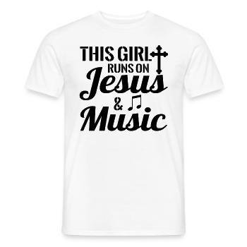 Cette fille court sur Jesus & Music Musicien chrétien - T-shirt homme - blanc - Devant - AI Model Male 178 dark (178cm)