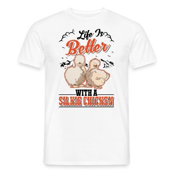 La vie est meilleure avec un Silkie Chicken Seidenhuhn - T-shirt homme - blanc - Devant - AI Model Male 178 dark (178cm)