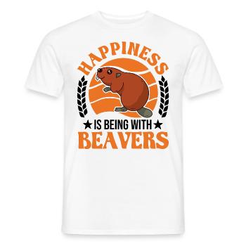 Happiness is being with Beavers Biber - Männer T-Shirt - Weiß - Vorne - AI Model Male 178 dark (178cm)