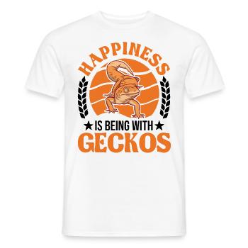Happiness is being with Geckos - Männer T-Shirt - Weiß - Vorne - AI Model Male 178 dark (178cm)