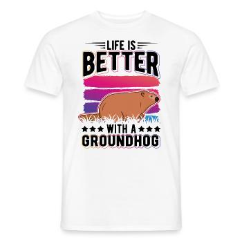 Life is better with a Groundhog Marmot - Men's T-Shirt - white - Front - AI Model Male 178 dark (178cm)