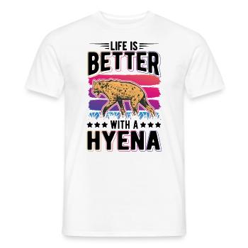 Life is better with a Hyena Earth Wolf Hyena - Men's T-Shirt - white - Front - AI Model Male 178 dark (178cm)