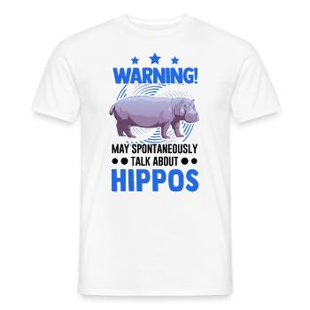Warning Hippo Hippo Hippo Hippo - Men's T-Shirt - white - Front - AI Model Male 178 dark (178cm)