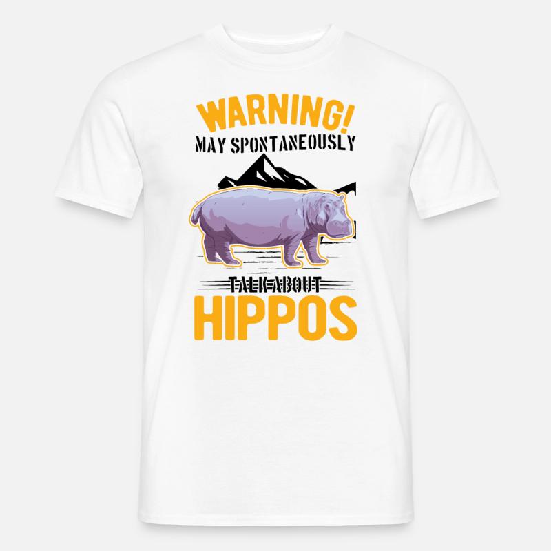 Warning Hippo Hippo Hippo Hippo - Men's T-Shirt - white